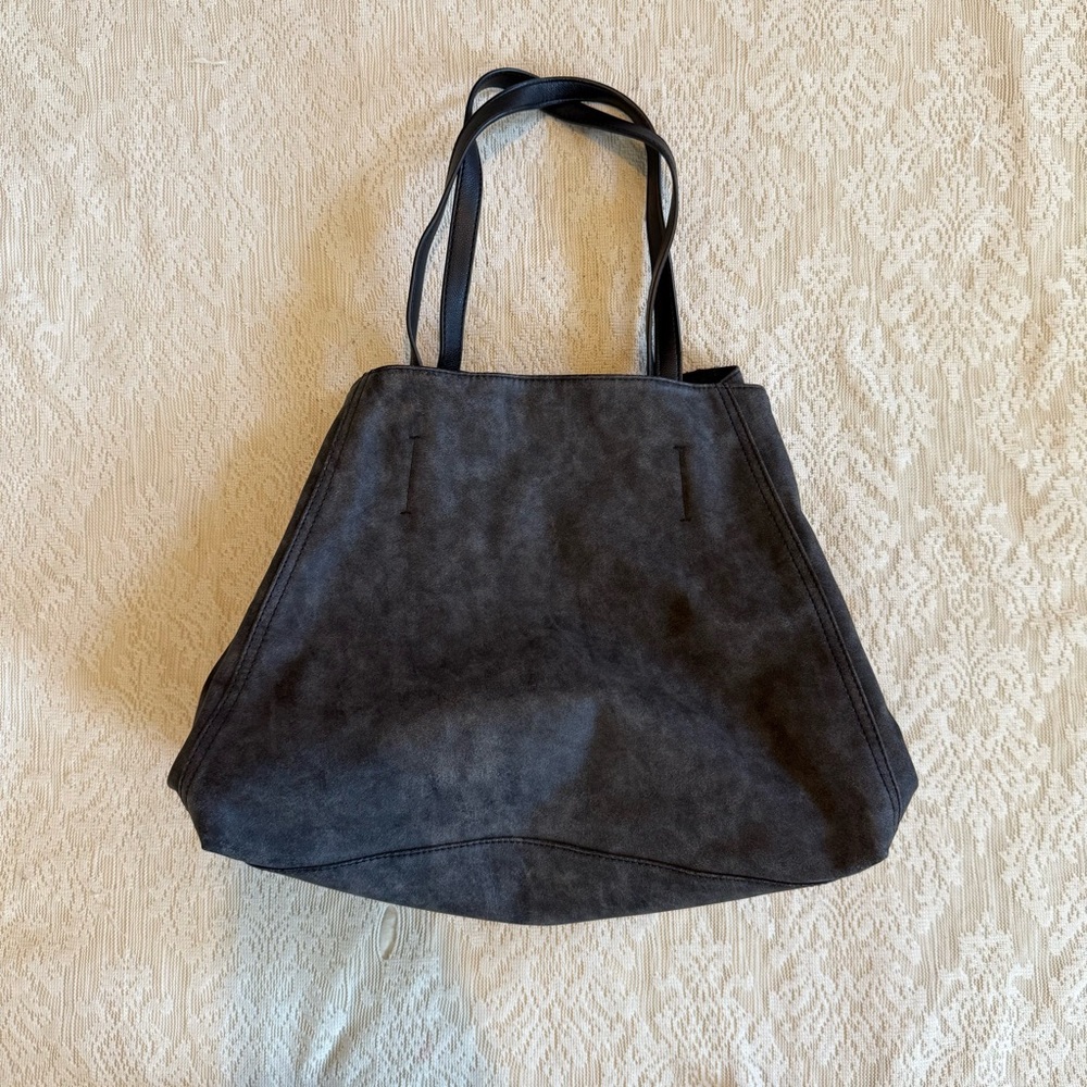 Free people reversible faux suede/canvas convertible tote